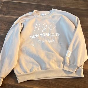 Kiss Beige NYC Graphic Crewneck Sweater